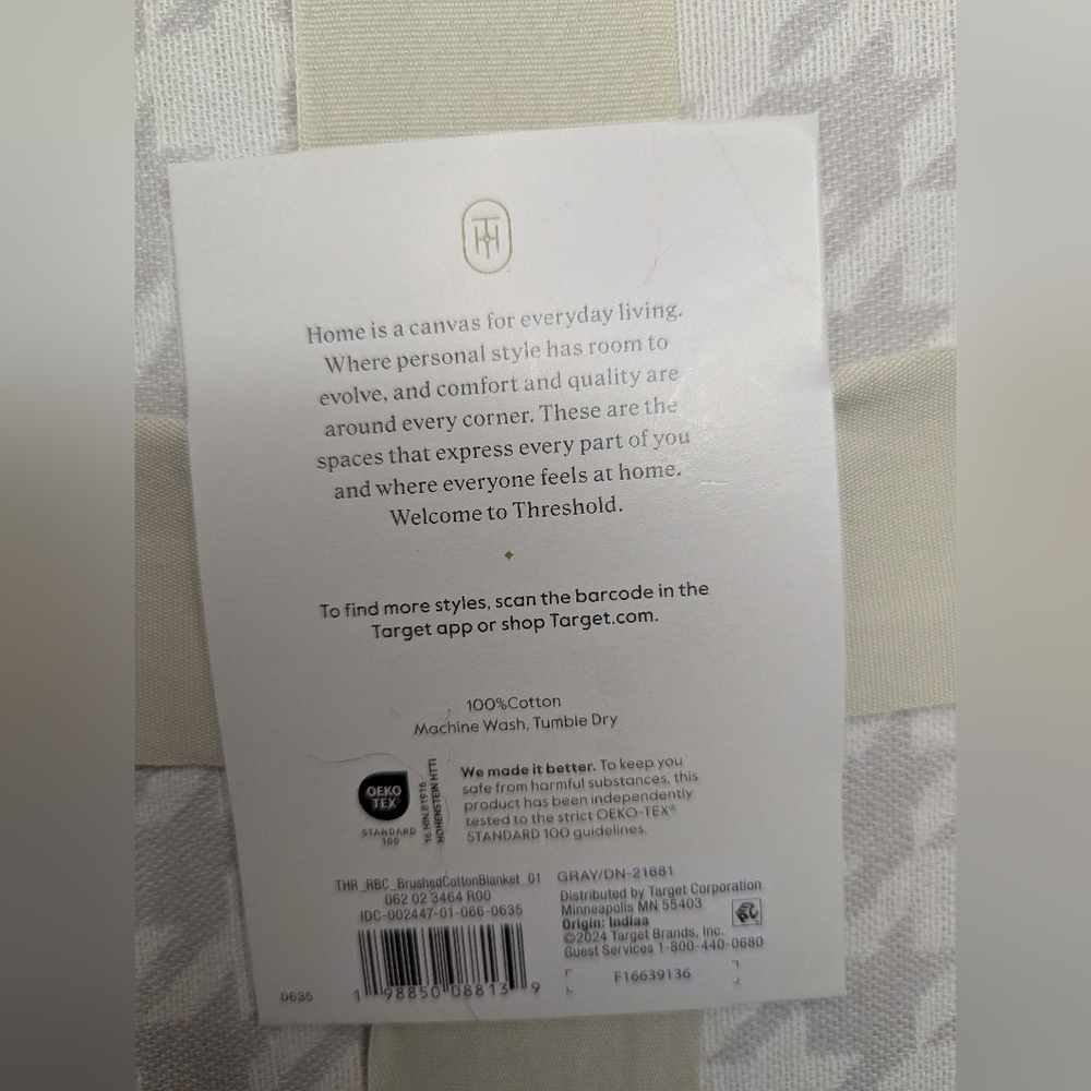 NWT Threshold Brushed Cotton Blanket Twin / XL Twin - Picture 4 of 4